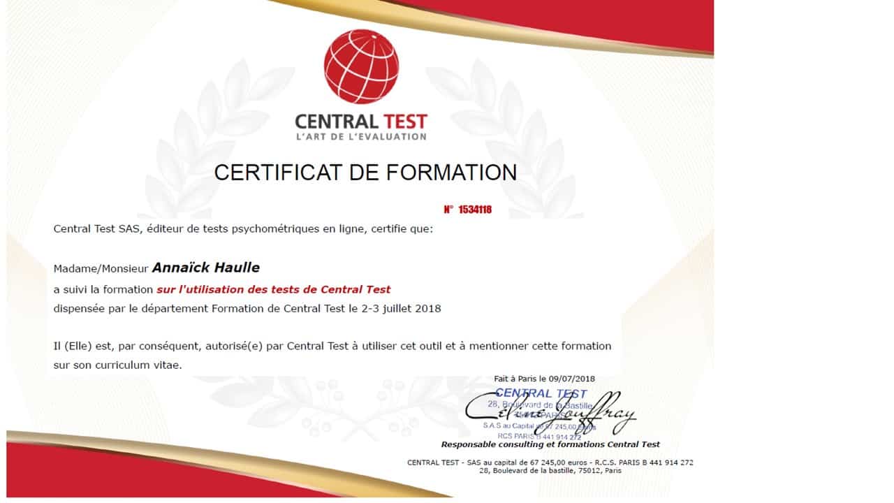 certificat central test